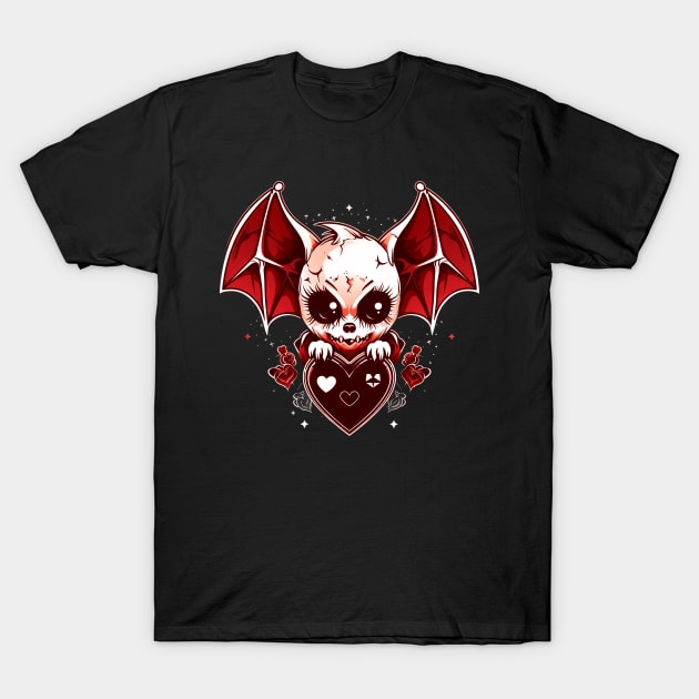 Kawaii Bat Demon with black heart T-Shirt by The-Dark-King